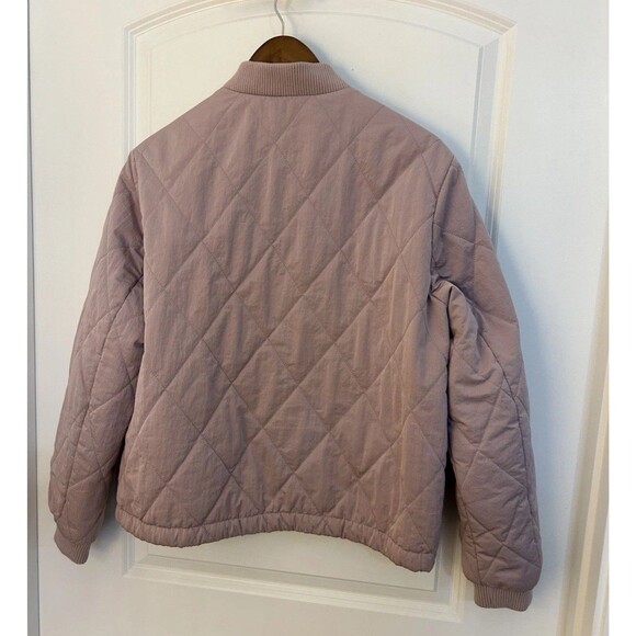 Nine West Jacket Extra Large Snap Up Puffer Bomber Quilted Pink Mauve - Picture 4 of 13